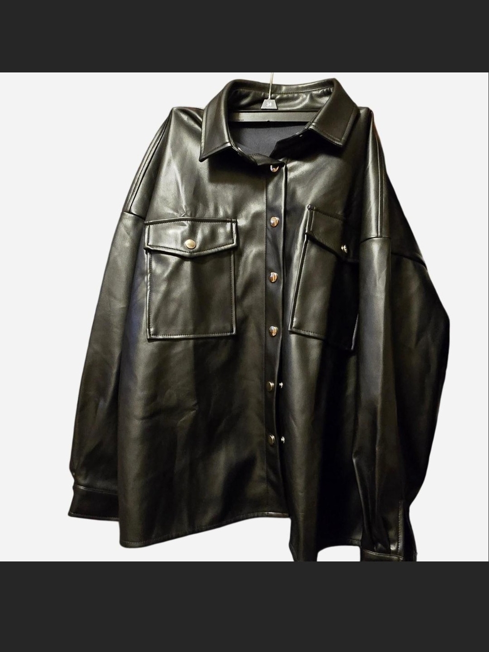 Black Light Weight Faux Leather Jacket - Womans